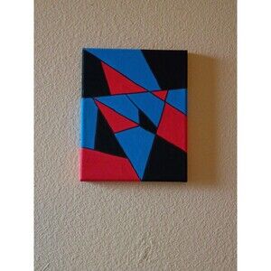Red Blue And Black Geometric Abstract Acrylic Painting Bedroom Decor Home Decor